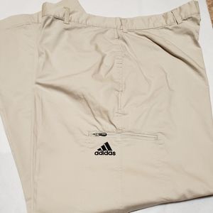 Adidas Performance Men's Hiking Pants 40x31 Flat Front Beige Casual Cotton/Poly